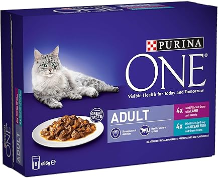 Purina One Nourriture Pour Chat Adulte Poissons Et Agneau 5 X 8 X 85 G 40 Sachets Amazon Fr Animalerie