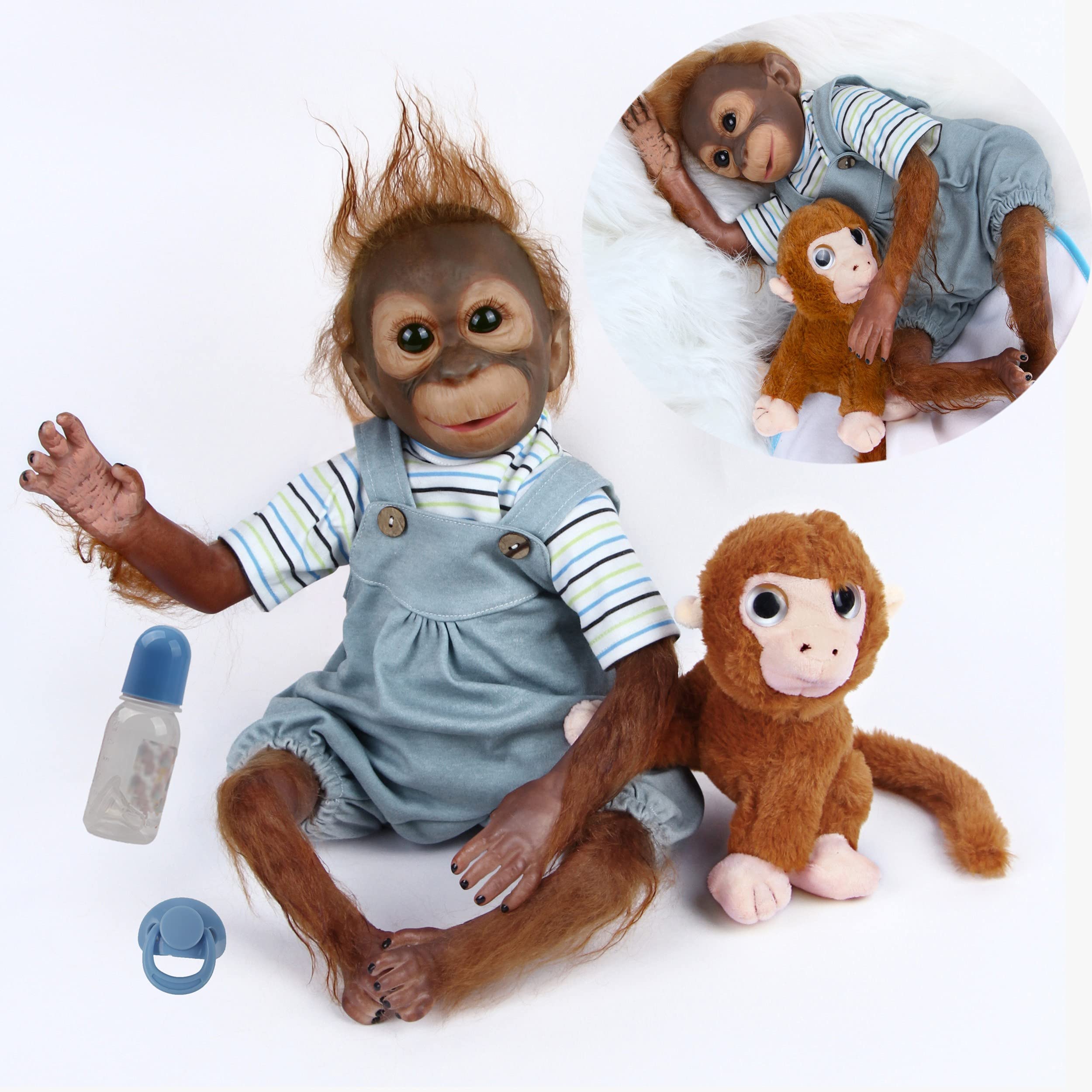antboat Reborn Monkey Dolls 21 inch 52cm Soft Vinyl Silicone Realistic Baby Reborn Dolls Lifelike Monkey Newborn Reborn dolls Boy
