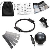 NGCORE Pilates Kit, 15-Inch Pilates Ring &amp; Small Pilates Ball with Bands | Pilates Equipment for Full Body Workout, Pilates Essentials, Exercise Bands Resistance Bands Set - Workout Equipment