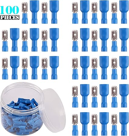 50x Female Spade Insulated Connector Crimp Electrical Wire Terminal 16-14AWG