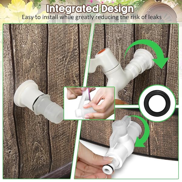 PAETAE COLLAPSIBLE RAIN BARRELS, 50 GALLON RAIN WATER COLLECTION BARREL, RAIN CATCHER BARRELS TO COLLECT RAINWATER FROM GUTTER, LEAK-PROOF DESIGN, WOODGRAIN