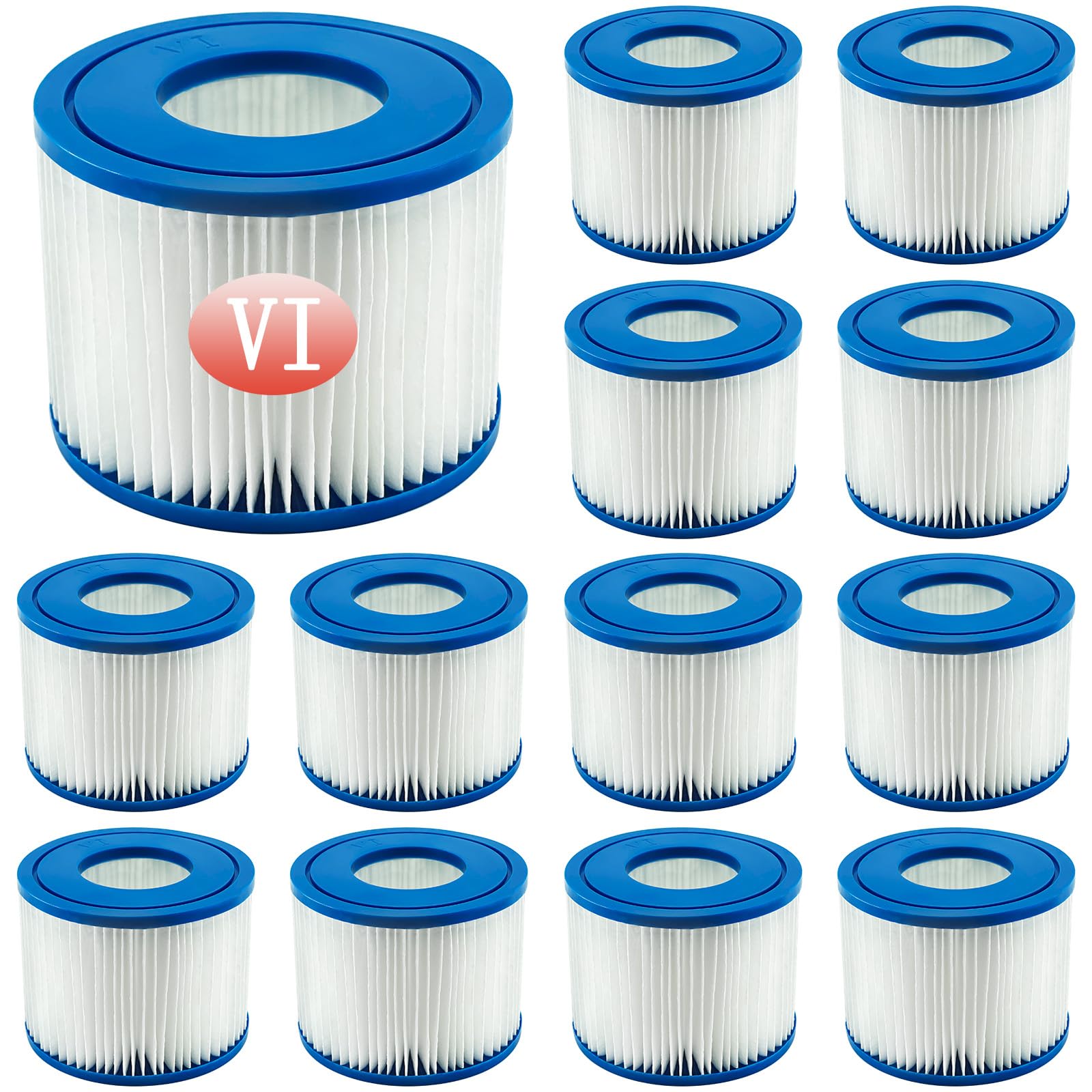 Denkmsd Cartridge VI Pool Filter for Spa, Cartridge for Size VI Compatible with Pumps for Miami, Vegas, Palm Springs, Monaco (12 Pieces)