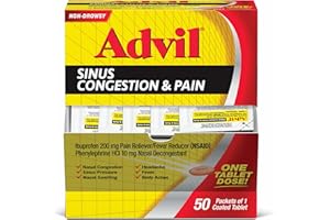 Advil Sinus Congestion and Pain, Sinus Relief Medicine, Pain Reliever and Fever Reducer with Ibuprofen and Phenylephrine HCl - 50 Coated Tablets