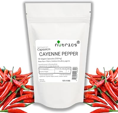Nutrics Cayenne Pepper 550mg 90 V Capsules Vegan Supplement