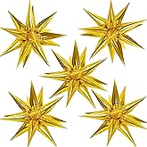 ZAKVOOR 60 Pcs Star Balloons 12 Spike Foil Explosion Party Decoration Balloons for Christmas New Year Eve Graduation Birthday (Gold)