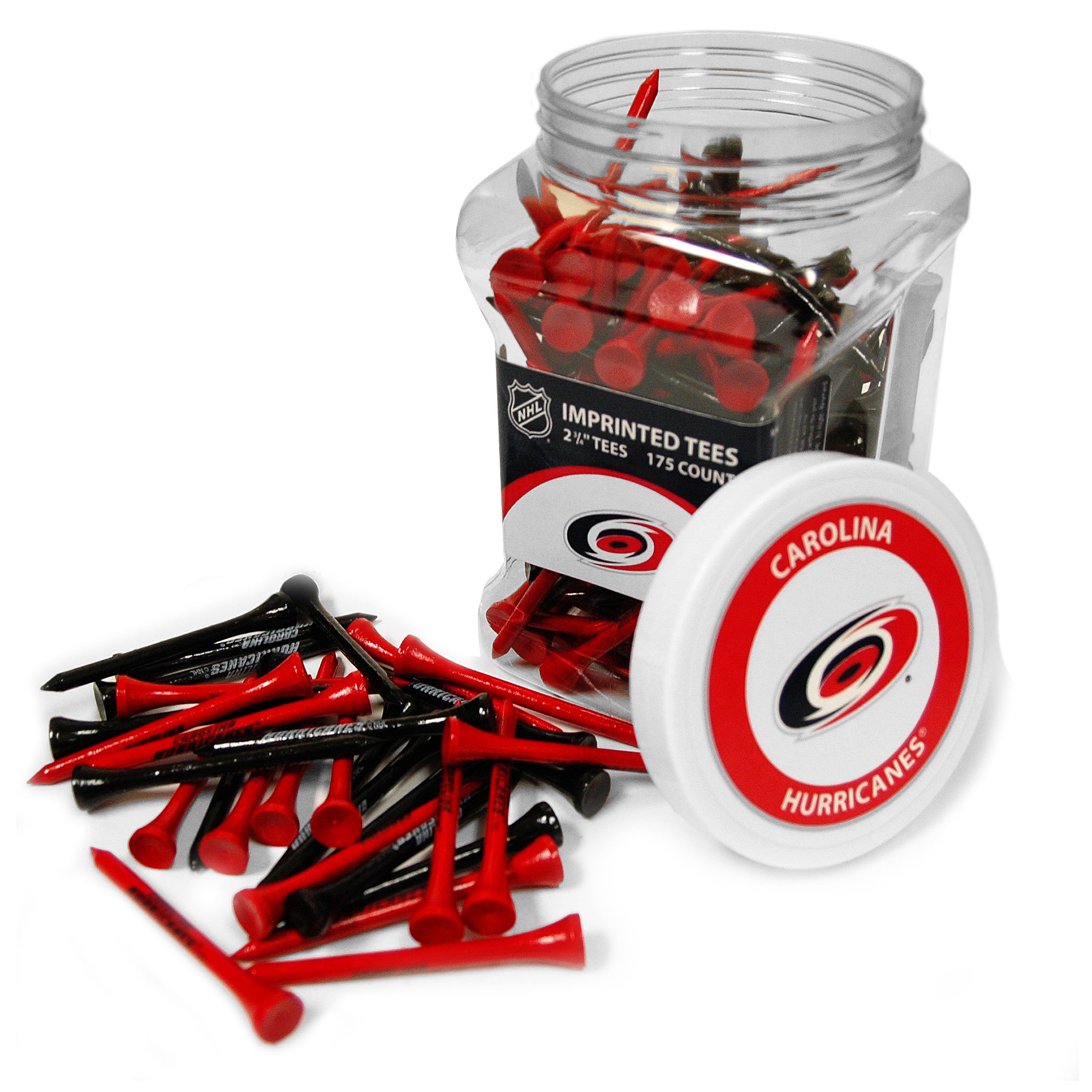 Team Golf NHL Carolina Hurricanes Jar Of 175 Golf Tees 2-3/4" Golf Tees, 175 Pack, Regulation Size, Multi Team Colors