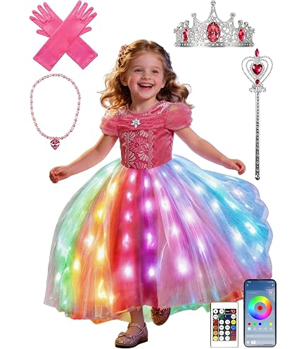GUBOOM Set Accessoires Princesse – Couronne LED, Canne Et Gants – Jeu De Rôle Lumineux Pour Filles