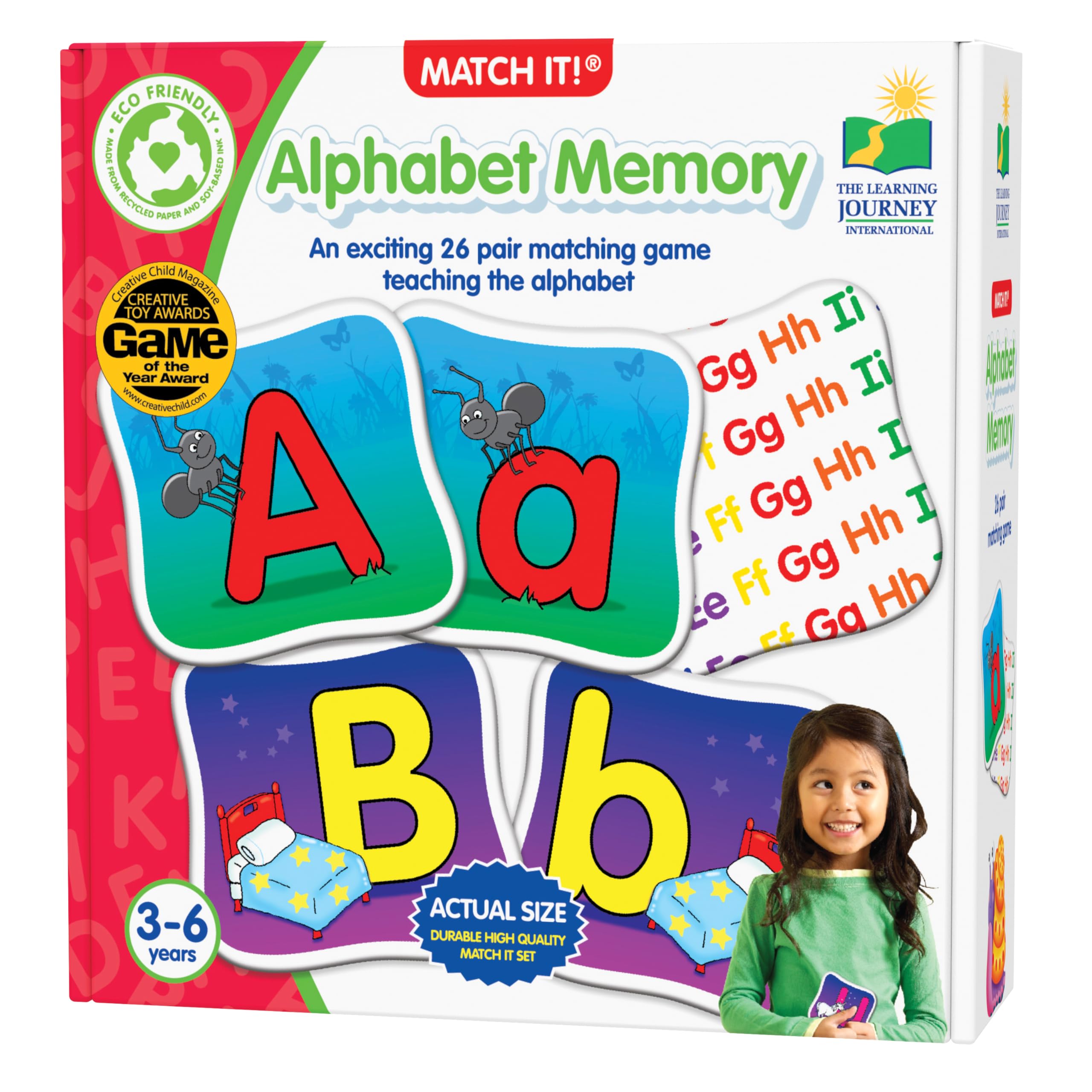 The Learning Journey: Match It Alphabet Memory - Letter Matching Game with 26 Matching Pairs - Memory Games for Kids 3 and Up – Helps Interactive Child Development, Reading and Recognition Skills