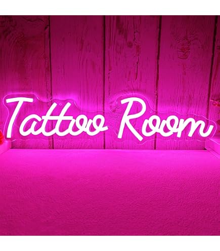 Tattoo Neon Sign – USB Powered Dimmable LED Wall Decor, 15.7” X 6.3” – For Tattoo Studios, Shops, & Bars