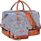 IBFUN Weekender Bags for Women - 21" Travel Duffle with Shoe Compartment - Carry On Overnight Duffel for Weekend Travel & Business Trips, 3PCS