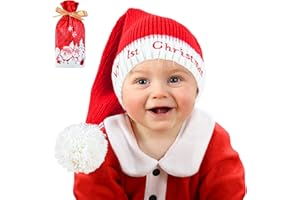 BEBE FAVOUR Baby Santa Hat Knit Christmas Beanie Winter Red Hats for Newborn Infant Holiday Warm Xmas Claus Decoration Gifts