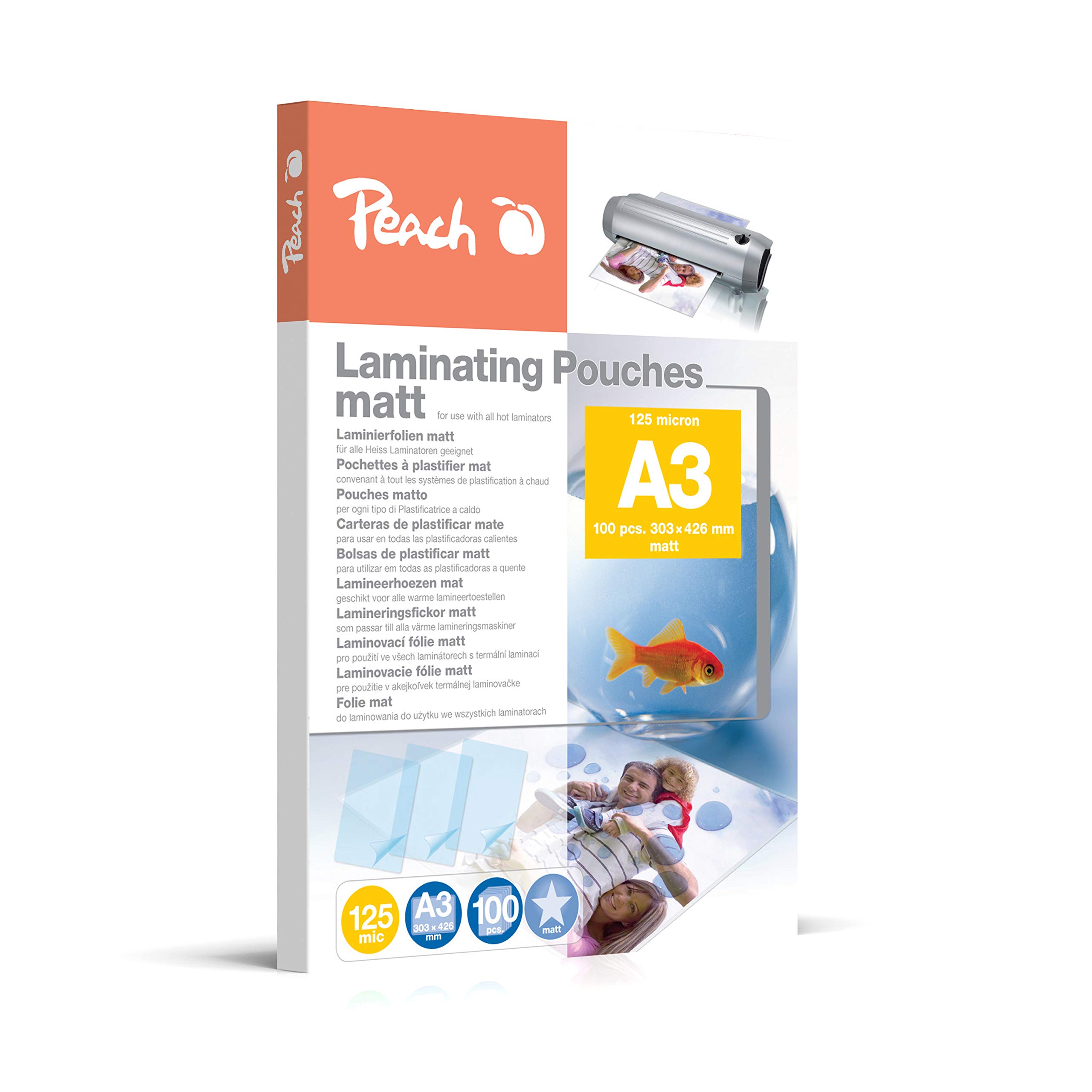 Peach S-PP525-15 Laminating Pouches A3 125 microns Matte Anti-Glare Pack of 100