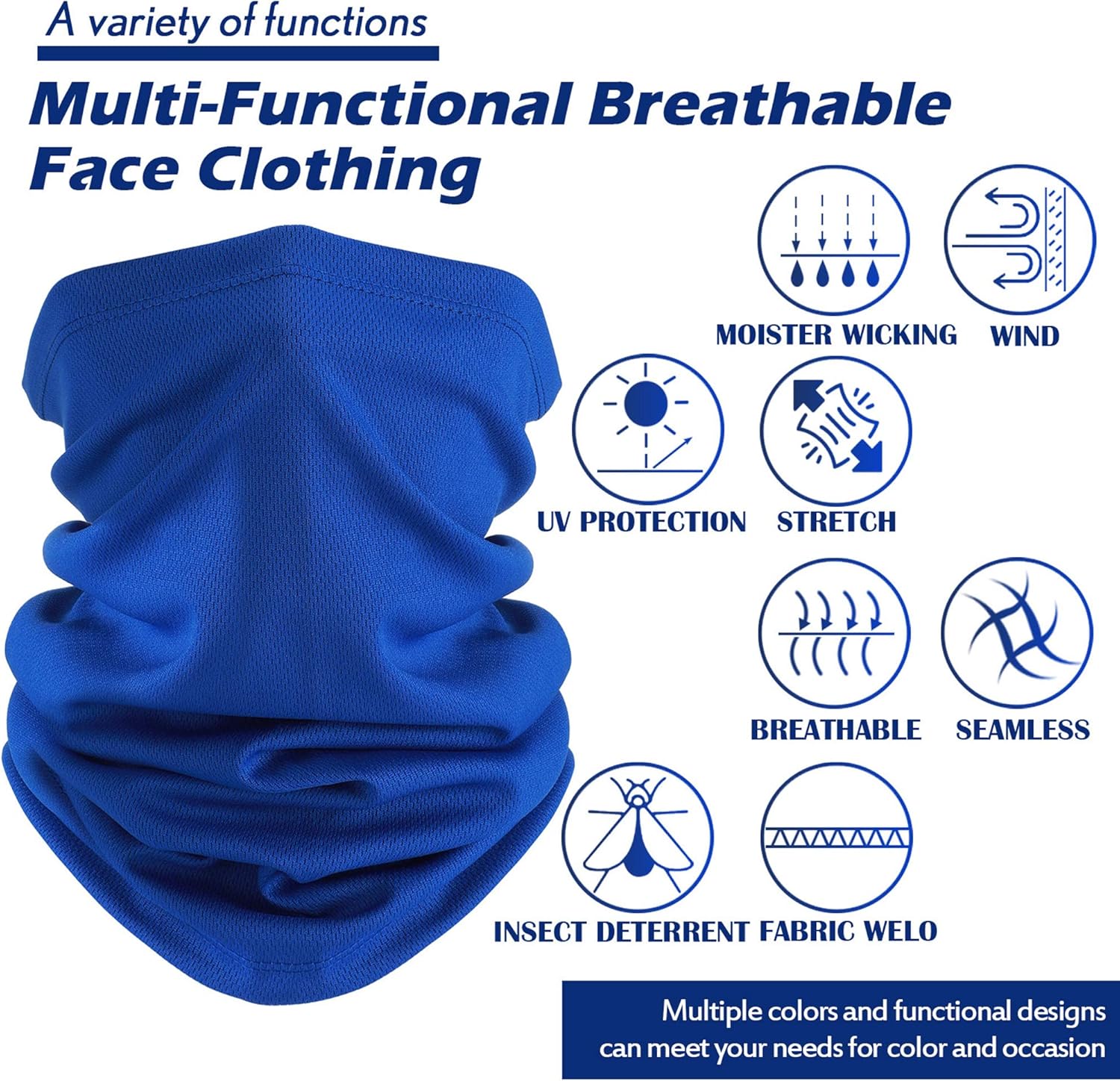 6 Pieces Summer Face Cover UV Protection Neck Gaiter Scarf Sunscreen Breathable Bandana: Clothing