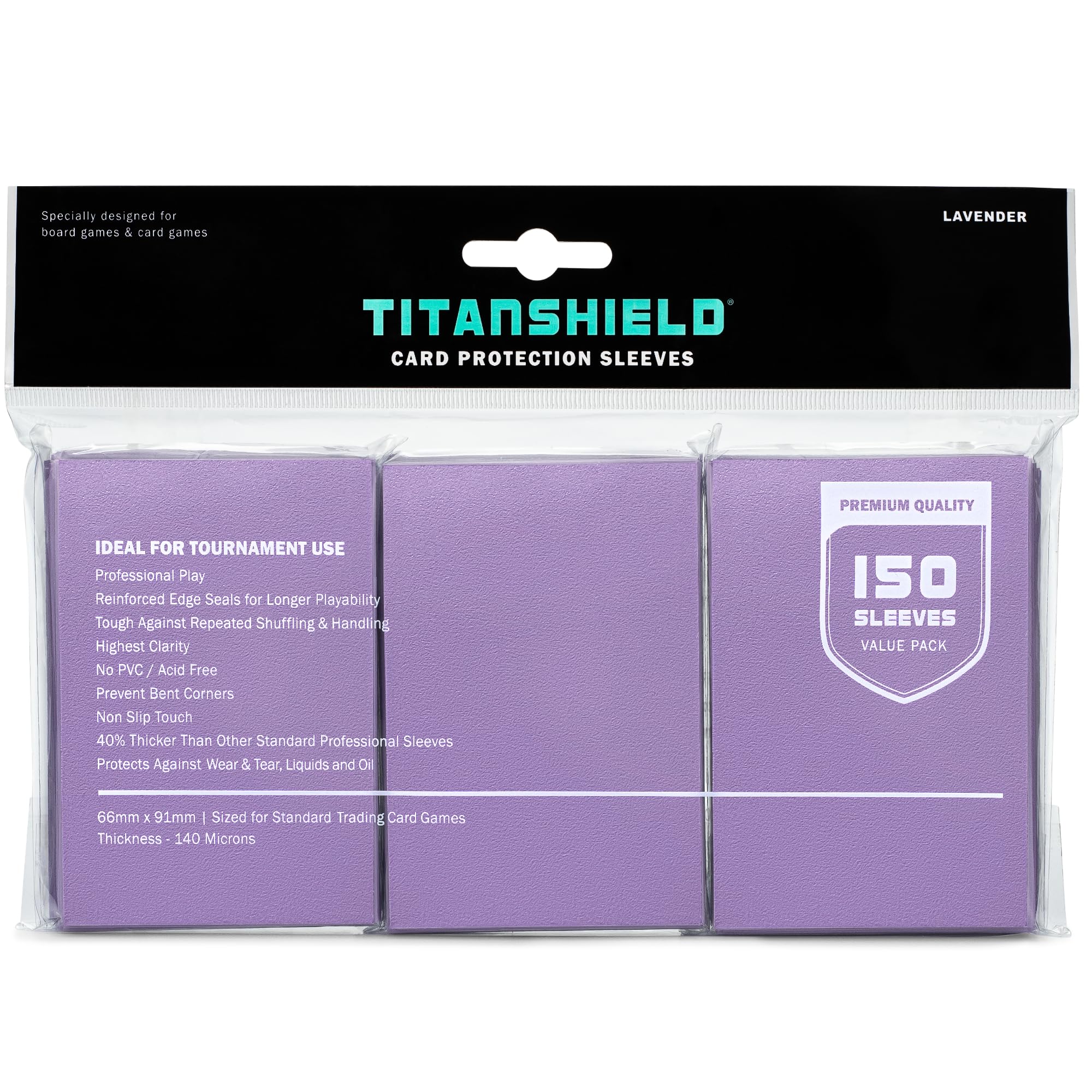 TitanShield Premium Lavender 150 Sleeves Standard Size Board Game Trading Card Sleeves Deck Protector for Magic The Gathering MTG, Baseball Collection, Dropmix