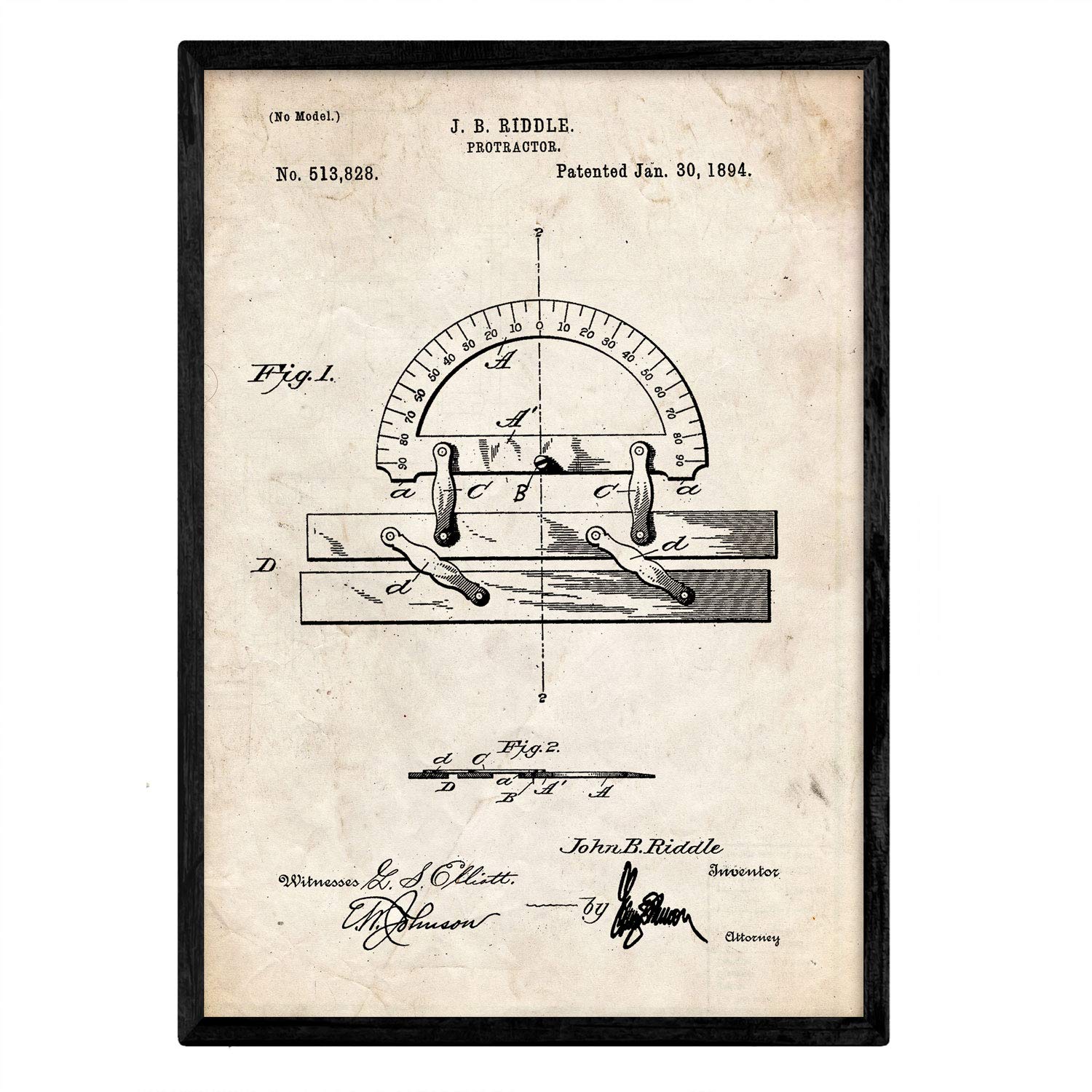 Nacnic Poster patent Conveyor rule. Sheet with old design patent in A3 size and vintage background