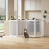 Yaheetech Wooden Dog Gate Indoor 4 Panels 202 cm L 91 cm H White view 9