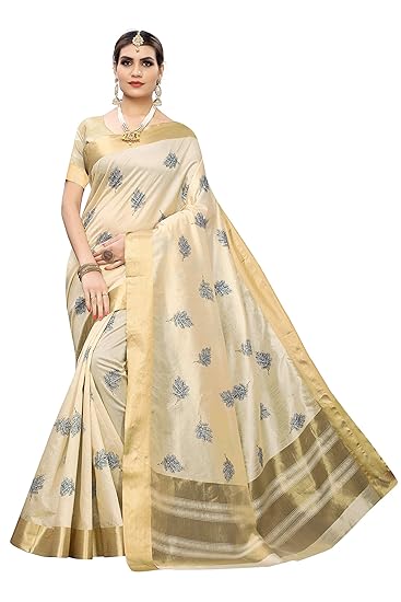 Women's cotton silk Saree With Blouse Pices (KERALA TREE, Multi-Coloured)