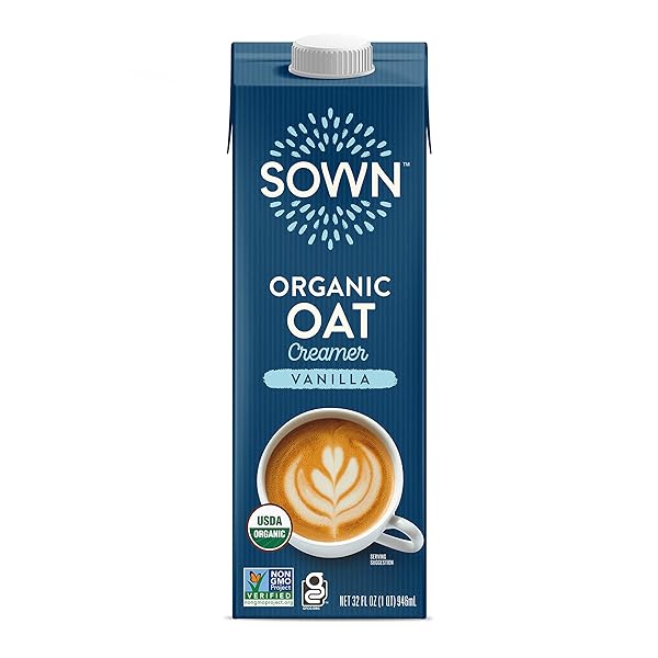 SOWN ORGANIC OAT CREAMER VANILLA – BARISTA OAT MILK NON DAIRY COFFEE CREAMER – PLANT BASED, DAIRY-FREE, VEGAN, GLUTEN-FREE, NON-GMO, SHELF STABLE – 32OZ