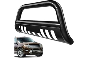 AUTOSAVER88 Bull Bar Compatible for Ford 2004-2023 F150 F-150, Brush Push Front Bumper Grill w/Black HD Heavy Duty 3" Tube, Grille Guard with Skid Plate