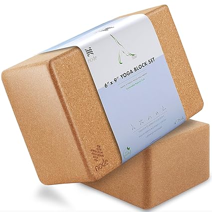 Cork Yoga Block (Set of 2) - Solid Natural Cork Exercise Brick - 9 x 6 x 4 Inches