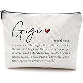 DILSJ Gigi Gifts Makeup Bag, Gigi Gifts For Christmas From Grandkids Cosmetic Bags For Women, Best Grandma Gift From Granddaughters Grandsons Zipper Makeup Pouch Travel Organizer Toiletry Bag