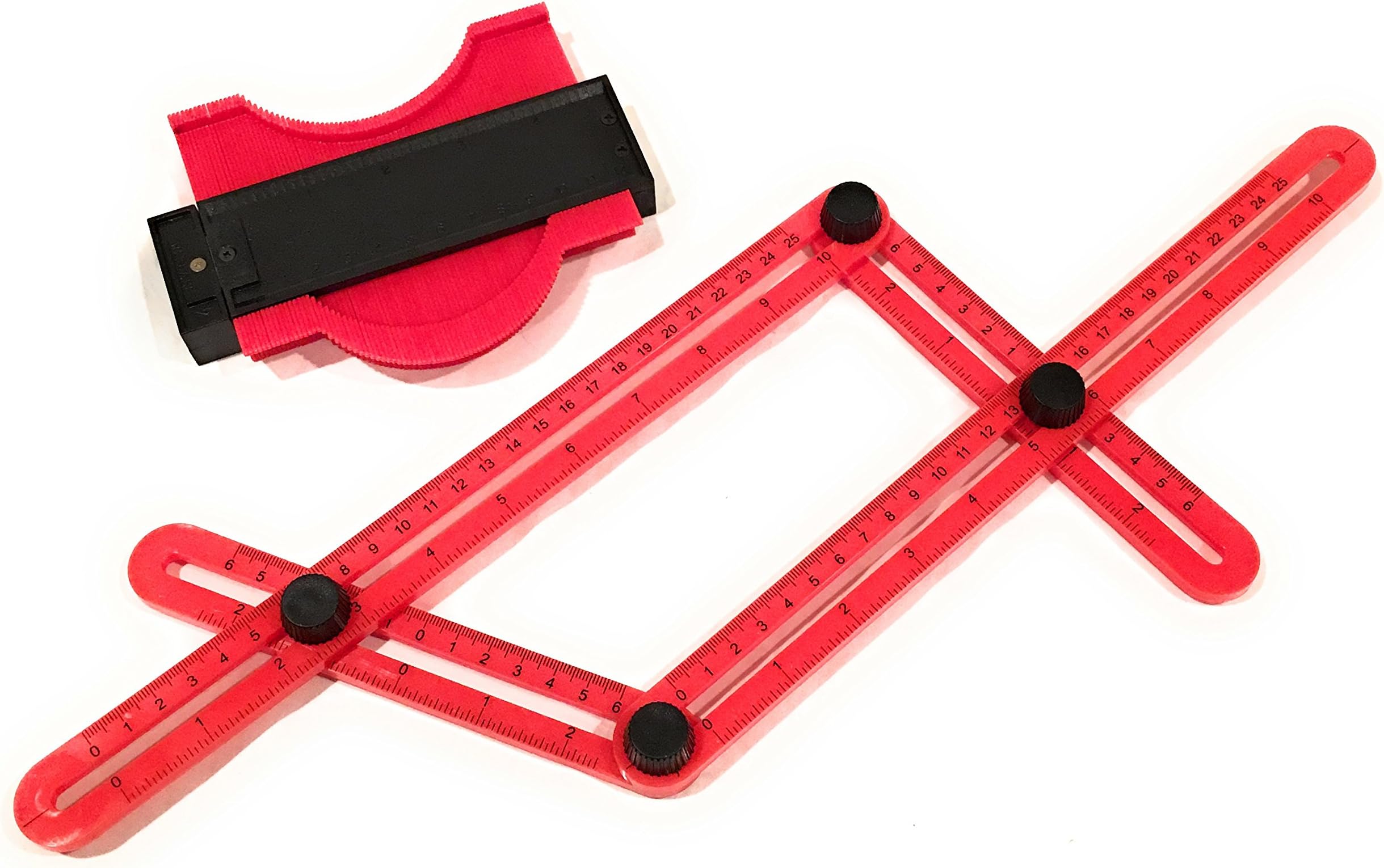 Contour Gauge Duplicator Tool & Multi Angle Ruler Template Tool Set. Easily Profile, Measure, Mark & Cut Any Curve, Angle or Shape.