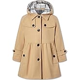 Betusline Girls' Dress Coat, Kids Hoodie Wool Blend Coats Fall Winter Outerwear Peacoat,2-14 Years