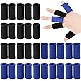 30 Pieces Finger Sleeves,Elastic Compression Protector with 1 Storage Bag,Finger Compression Sleeves,Elastic Thumb Sleeve,Finger Protector Sleeve for Relieving Pain Sports(Black + Blue)