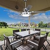 YOYWE Reversible Ceiling Fan, Remote Control Patio