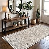 Washable Entryway 3x7 Runner Rug: Farmhouse Kitchen Hallway Rug Runner Wide Soft Water Resistant Floor Mat for Bathroom Nursery Non Slip Indoor Carpet for Living Room Bedroom Dining Room(3x7,Beige)