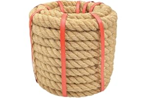 GLFCAI Natural Hemp Rope (1 in X 50 Ft) Twisted Manila Rope Thick Jute Rope for Crafts, Porch Swing Rope, Hemp Rope for Decor, Railing, Docks, Landscaping