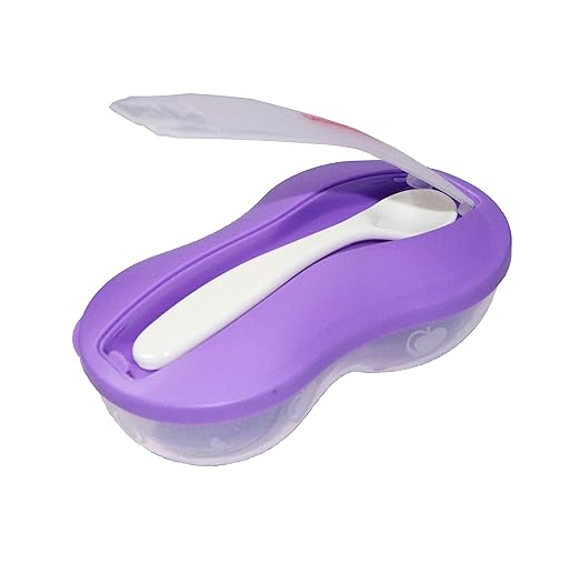 Fancy Walas Presents eco Friendly BPA Free Plastic Mash and Serve Bowl for Making Baby Food Unbreakable Portable Infant Spill Proof tiffen Box (Purple)