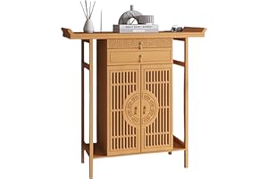 CANYIHB Meditation Shrine Buddhist Altar Table - Buddha Pooja Spiritual Prayer for Saints at Home Greek Altar Catholic Loved Ones Ancestral Counter for My Jesus Ofrenda Table,Wood/47.2Inch