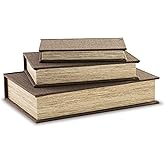 Signature Design by Ashley Jolina Vintage 3 Piece Faux Book Keepsake Storage Box Set, Small/Medium/Large, Nesting Design, Kee