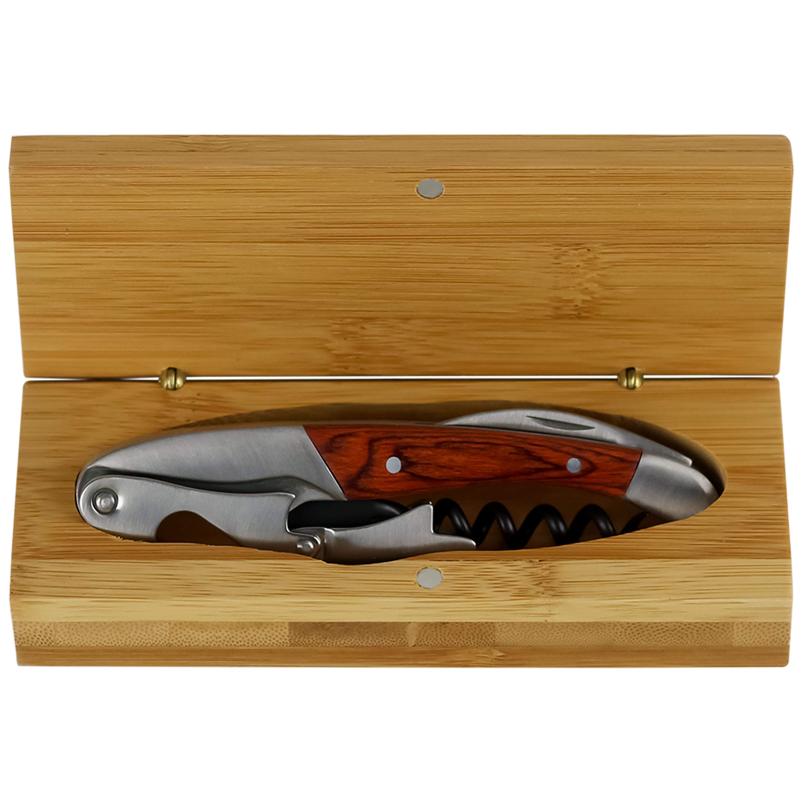 Grunwerg Classic Design Waiter’s Knife in Deluxe Bamboo Presentation Box, Wood, 14 cm x 5.5 cm x 3 cm