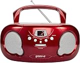 Groov-e Original Boombox Portable CD Player Bluetooth Radio Red