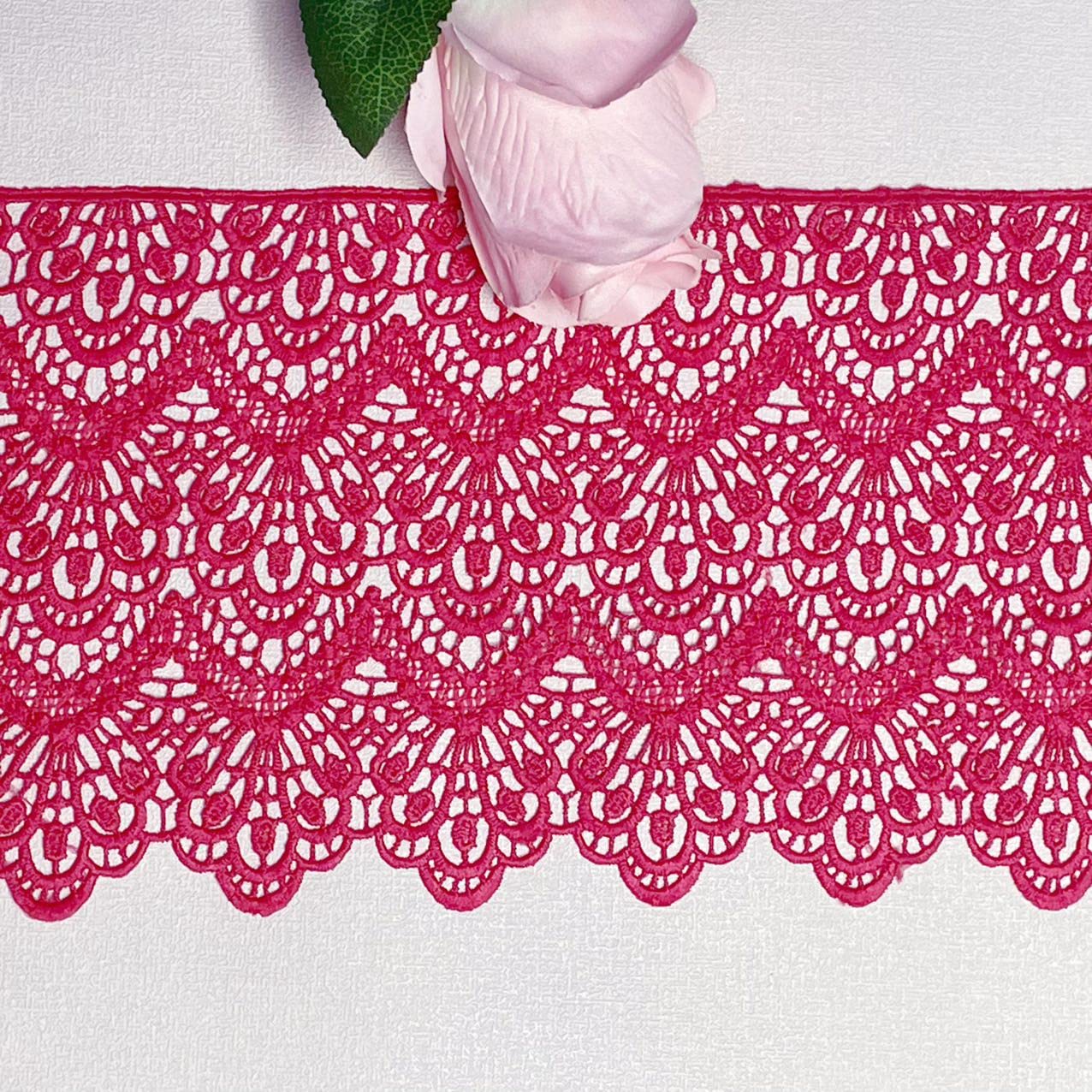 14CM Width Europe Long Pattern Inelastic Embroidery Lace Trim,Curtain Tablecloth Slipcover Bridal DIY Clothing/Accessories.(4 Yards in one Package) (Plum)