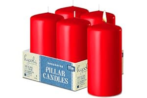 HYOOLA Red Pillar Candles 2-inch x 4-inch - Unscented Pillar Candles - Set of 4 - European Made
