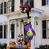 8 FT Hanging Halloween Inflatables Outdoor Decorations Black Cat and Witch | Funny Halloween Blow Up Yard Decorations, Self-inflates in Minutes, Eye-Catching Roof Display, Stay Put All Season