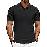 PJ PAUL JONES Men's Short Sleeve Waffle Texture Polo Shirt