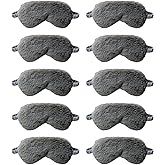 10 Pack Sleep Mask, Furry Sleep Masks,for Night Sleeping,Office, Travel,Party Games Suitablefor Men/Women (Grey)