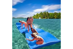 Max4out Water Floating Mat 9/12/18 FT Foam Lake Floats Floating Foam Pad Lily Pad for Water Recreation and Relaxing Lily Mat for Family Floating Pad for Pets Pool Float for Party (Blue/Yellow)