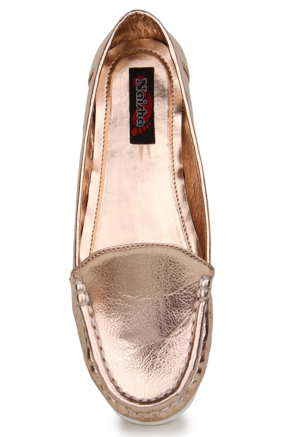 naisha women's synthetic leather loafers, fashionable stylish & light-weight (pink)