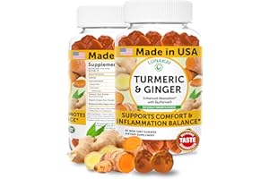 Lunakai USA Made Turmeric Gummies with Ginger & BioPerine – High Absorption Turmeric and Ginger Supplement for Inflammation, Joint & Immune Support, 60ct