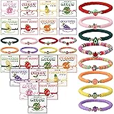 Ecally 24 Sets Valentines Day Gifts Bulk Fruit Clay Bracelets with Cards Bags Valentine Fruit Themed Gift Exchange for Women Valentine's Party Favors Classroom Reward Prize Friendship Cards