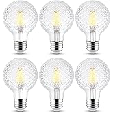 Decorative Light Bulb (6-Pack) 5.5 Watt G25 LED Filament Bulb E26 Medium Base (40W Equivalent) 3000K Warm White, 500 Lumens, Dimmable, Cut Glass Clear Decorative Light Bulbs
