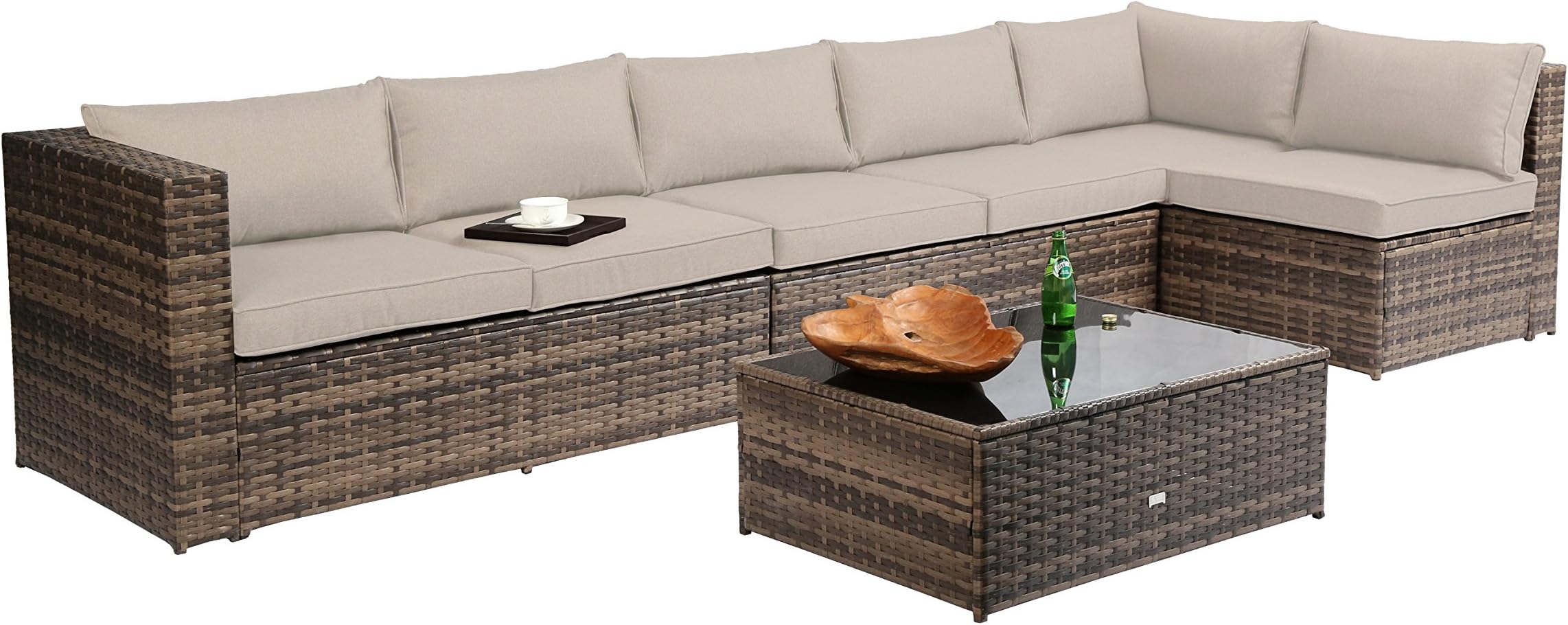 Irelia Homes 4 Piece, 5-seater Sectional Sofa Outdoor Furniture for Patio Backyard, Double Grey