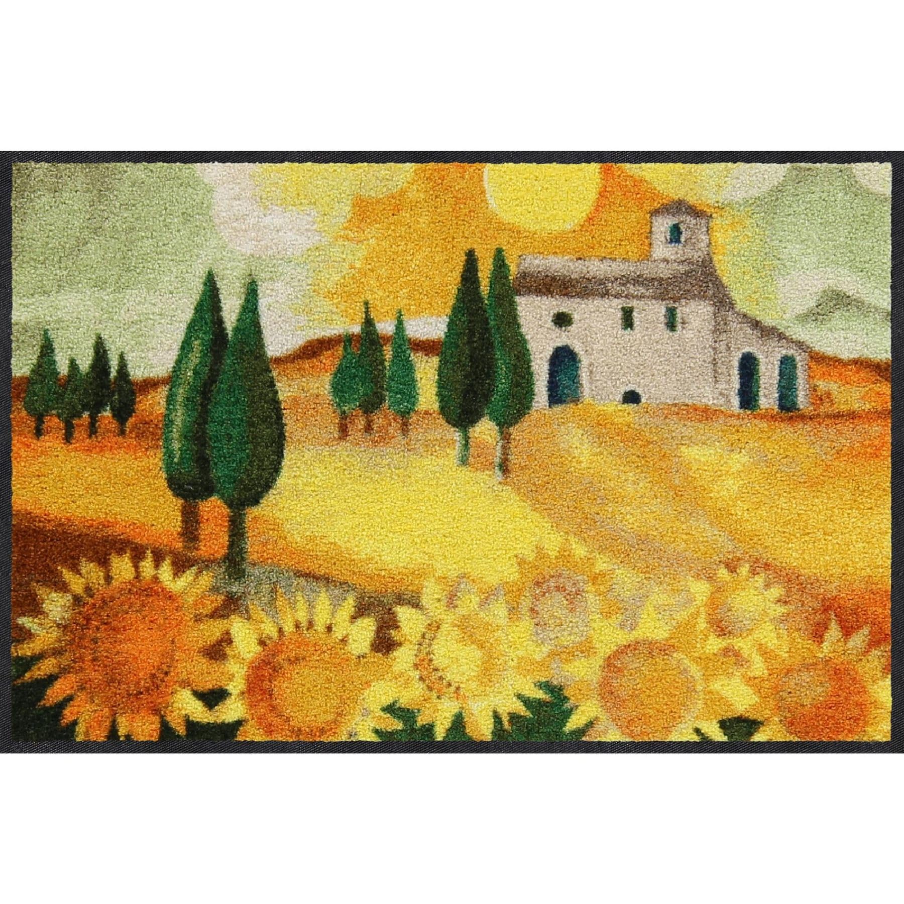 Salonloewe Rosina Wachtmeister Nuovo Girasole Doormat Washable 050 x 075 cm Tuscany Cats Landscape Sunflower