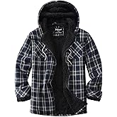 Puhope Womens Fleece Lined Jacket Fleece Zip Up Jacket Flannel Plaid shirt jacket Full Zip Hoodies for Women