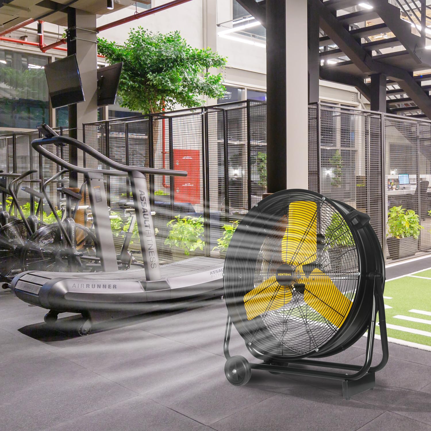 VENTISOL 24 Inch Industrial Drum Fan, 8800 CFM Heavy Duty Floor Fan,High Velocity Metal Fan, Shop Fans for Garage,Warehouse,Patio,Greenhouse,Workship,3-Speed